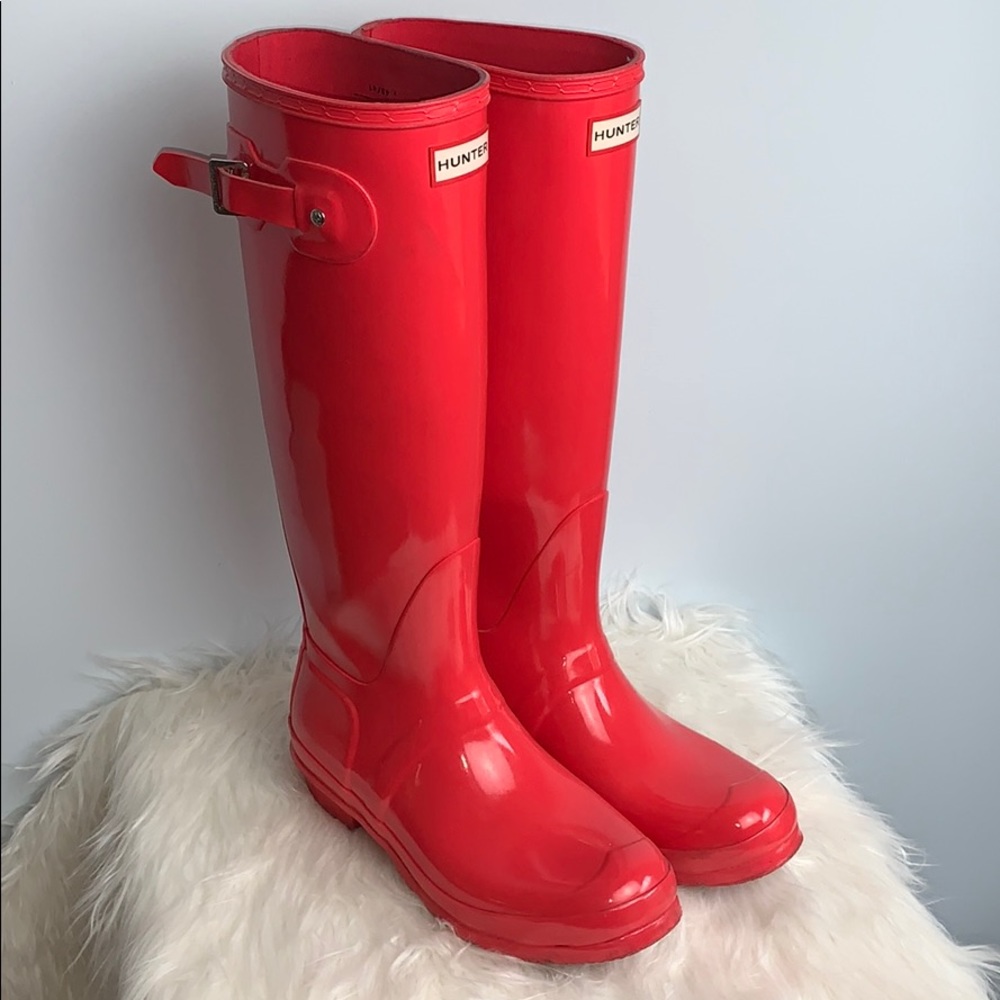 Hunter Tall Boots Glossy Red Size 9